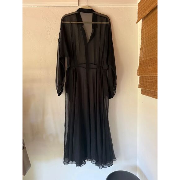 Vintage Norma Kamali Sheer Maxi Dress Black L Large 12 - Picture 3 of 6